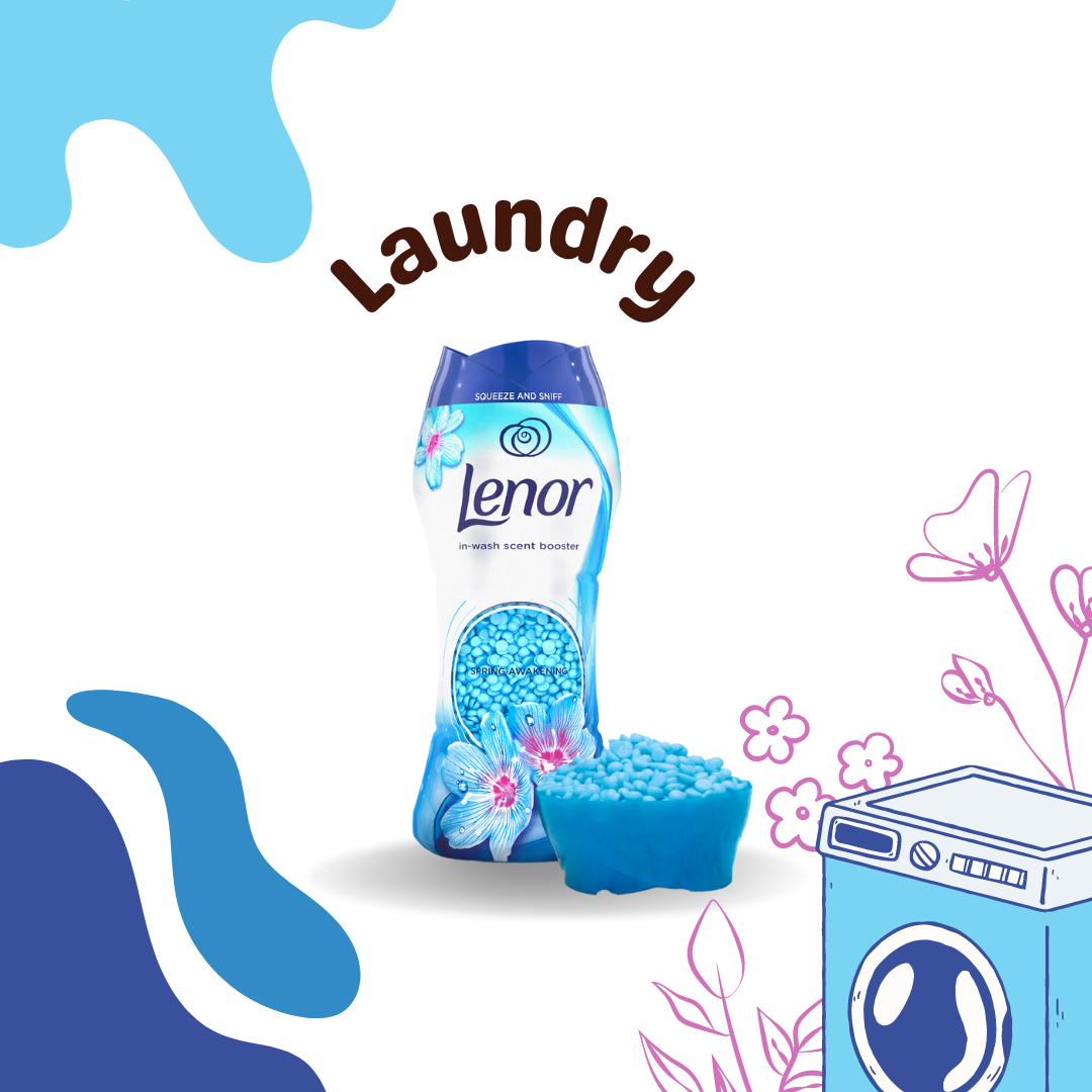 Lenor scent  booster beads decorated with drawings