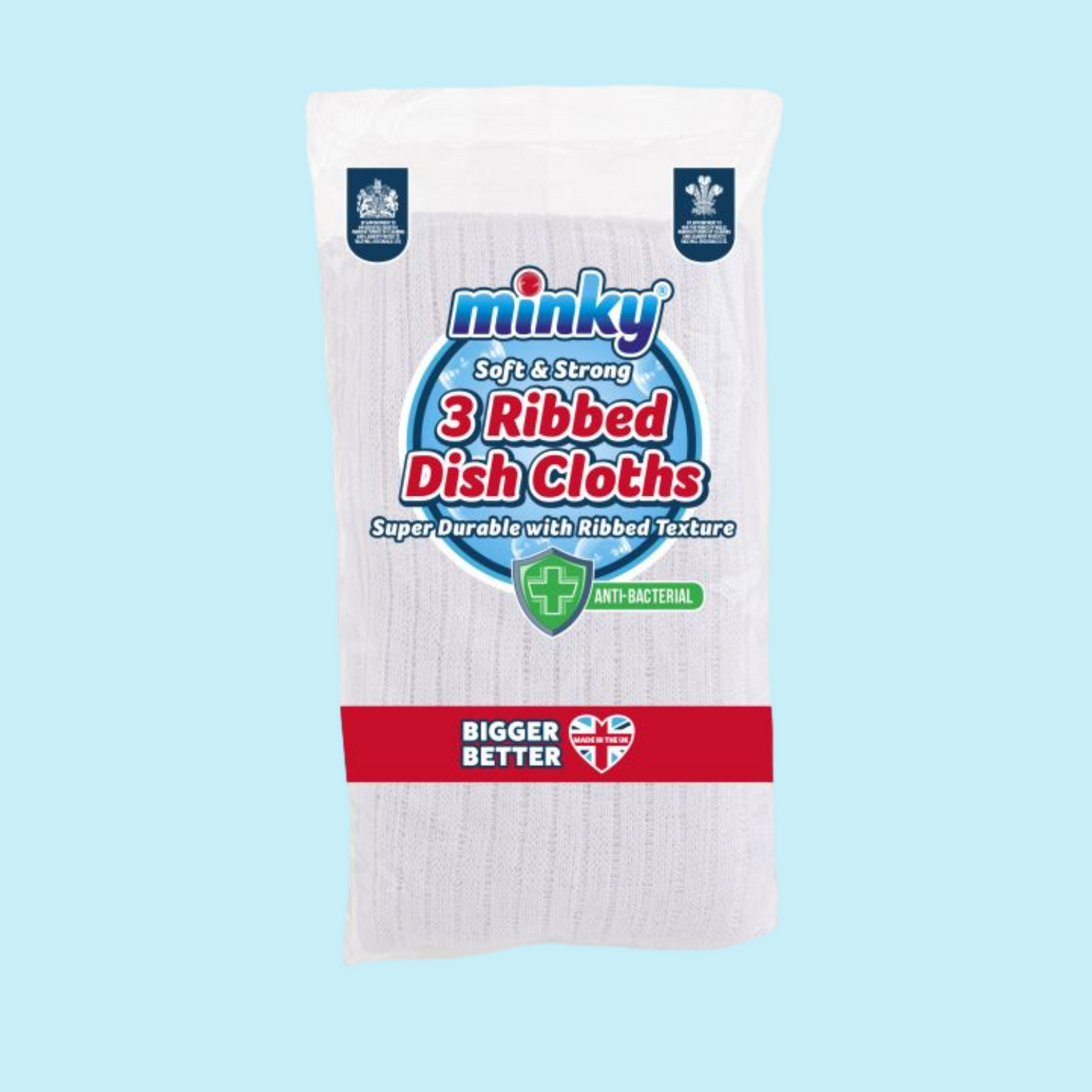 MINKY Anti-Bacterial Strong Ribbed Dish Cloths 3pk