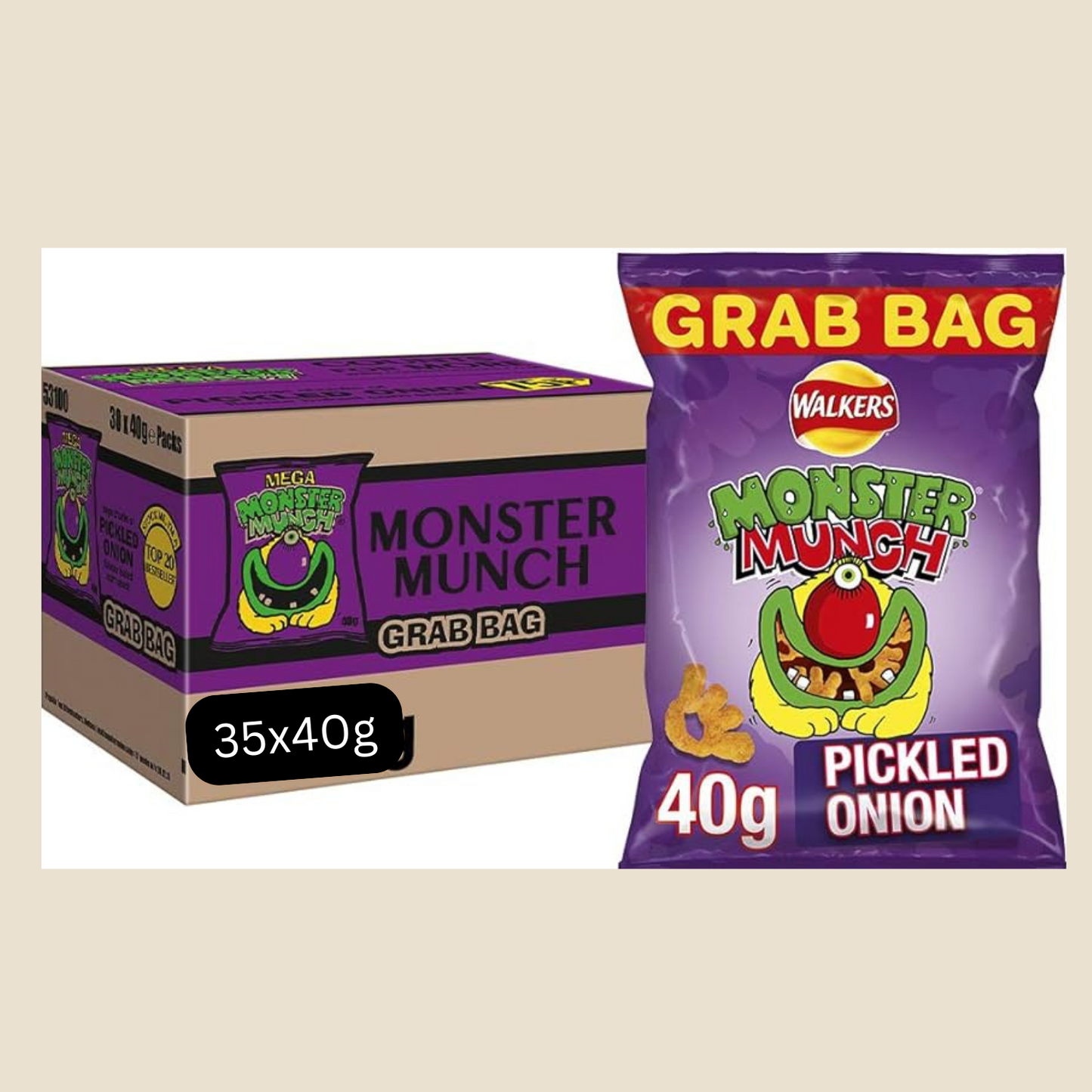 Monster Munch Pickled Onion 40gx35 Box (BB 7/12/2024)
