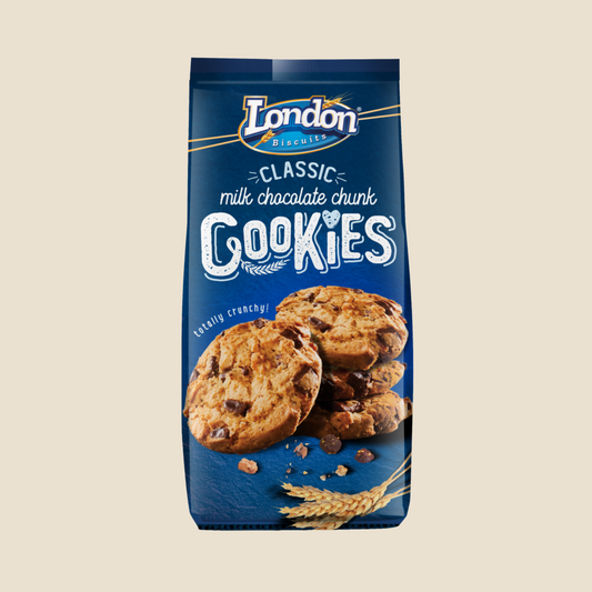 London Biscuits Classic Milk Chocolate Chunk Cookies 160g (BB: 28/04/25)
