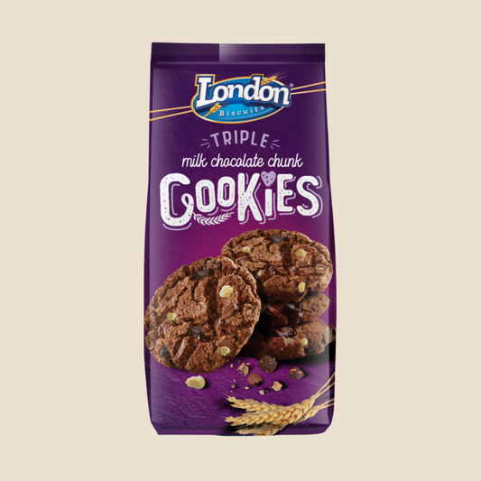 London Biscuits Triple Milk Chocolate Chunk Cookies 160g (BB: 07/04/25)