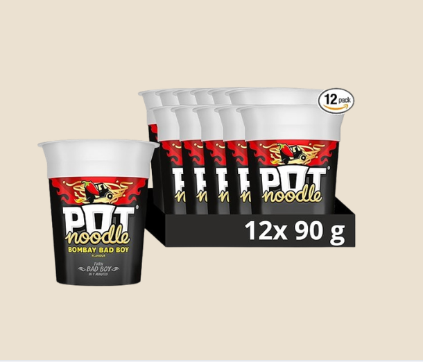 Pot Noodle Bombay Bad Boy 90g x 12 Pack (BB: 28/2/26 or 31/3/26)