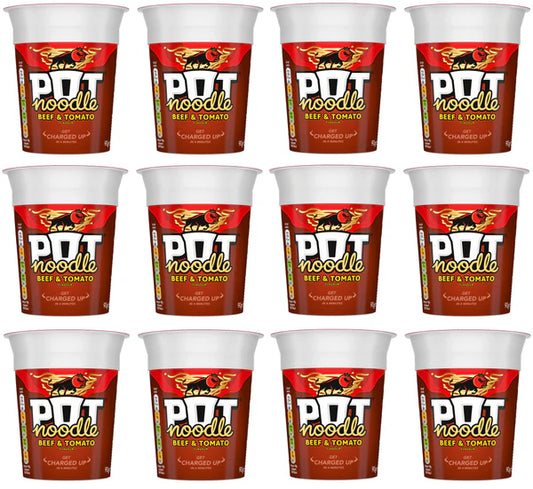 Pot Noodle Beef and Tomato 90g x 12 Pack (BB: 28/2/26 or 31/05/26)