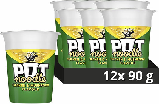 Pot Noodle Chicken and Mushroom 90g x 12 Pack (BB: 31/01/26)