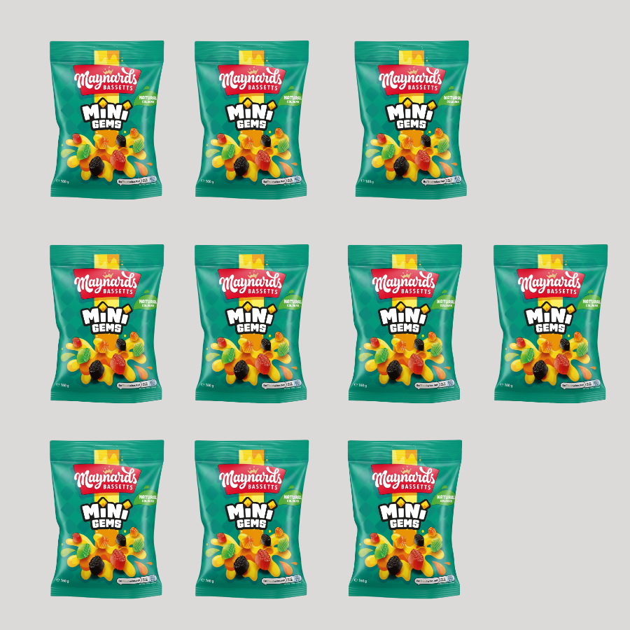 Maynards Mini Gems 130g x10 Pack Box (BB: 2/10/25)